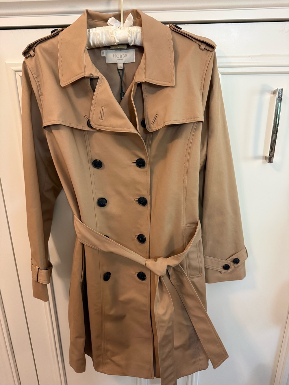 Hobbs London Saskia Trench Coat NWT Camel Double Breasted Size 14 Petite